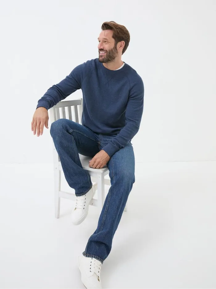 Men Jeans Fat Face Blue Wash Straight Fit Jeans
