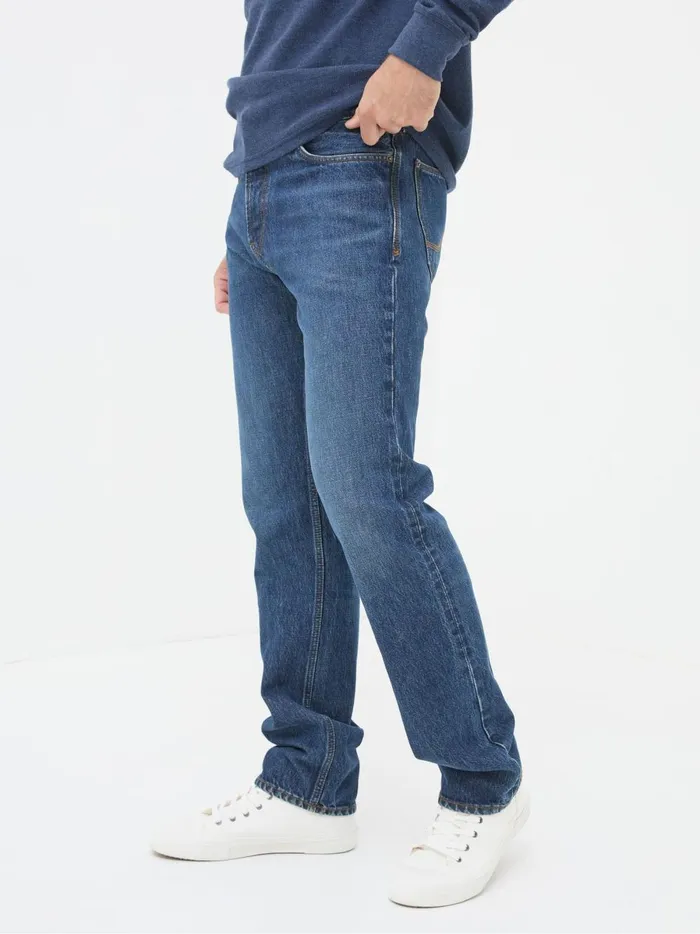 Men Jeans Fat Face Blue Wash Straight Fit Jeans