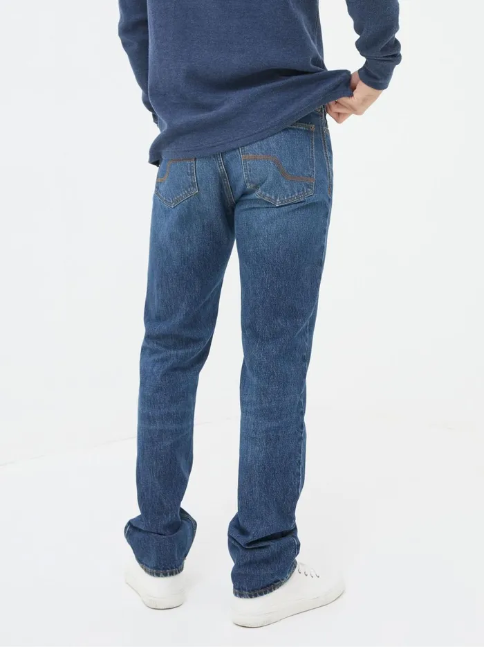 Men Jeans Fat Face Blue Wash Straight Fit Jeans