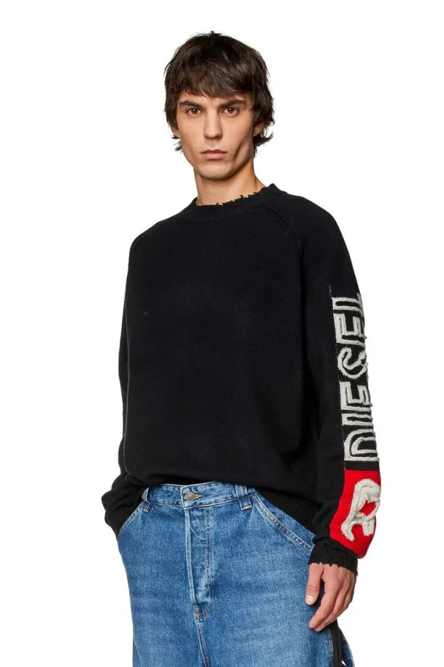 Men KSaria Black Diesel Knitwear Men KSaria Black Diesel Knitwear