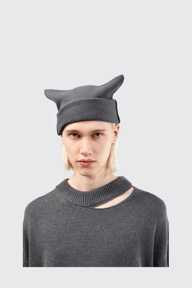 Men Knit Hat Gray Melange Knit Hat One Size Camper Knit Men Knit Hat Gray Melange Knit Hat One Size Camper Knit