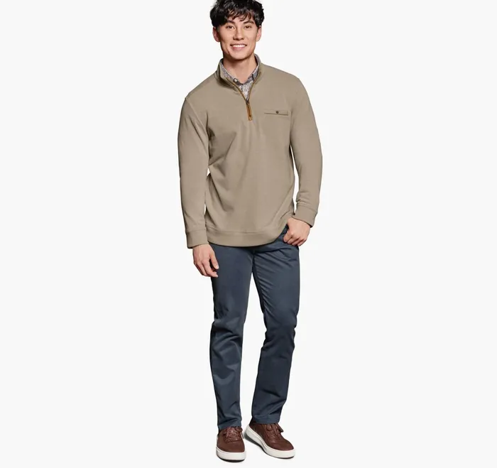 Men Knit QuarterZip Oatmeal JohnstonandMurphy Sweaters and Knits Men Knit QuarterZip Oatmeal JohnstonandMurphy Sweaters and Knits