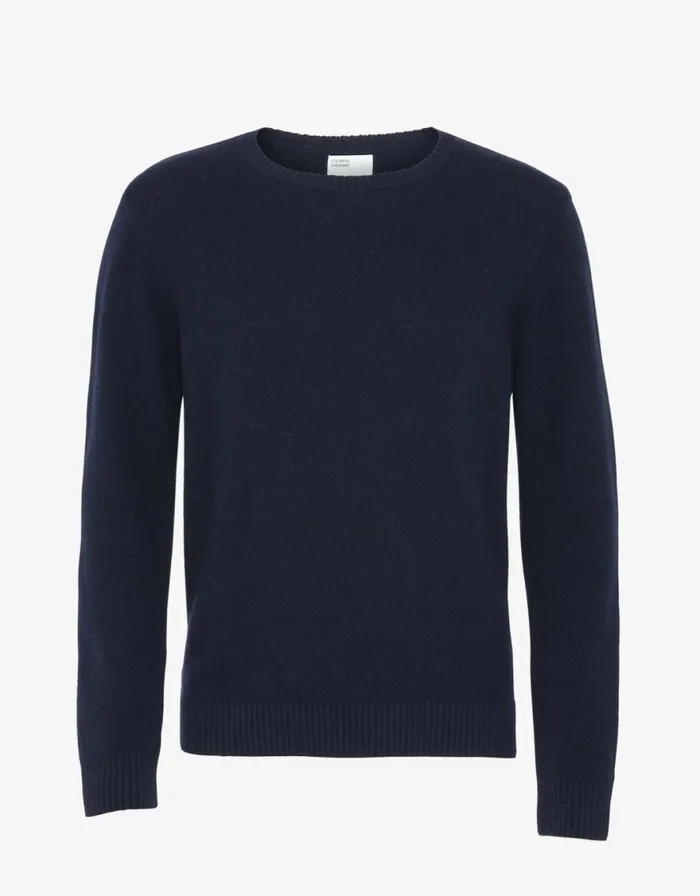 Men Knit Sweaters Colorful Standard Classic Merino Wool Crew Navy Blue