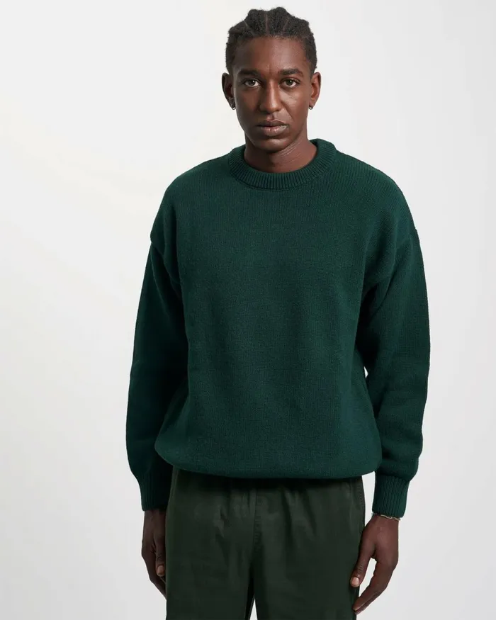 Men Knit Sweaters Colorful Standard Oversized Merino Wool Crew Warm Taupe