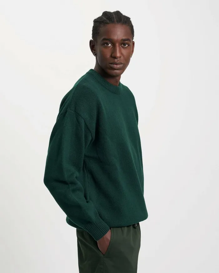 Men Knit Sweaters Colorful Standard Oversized Merino Wool Crew Warm Taupe