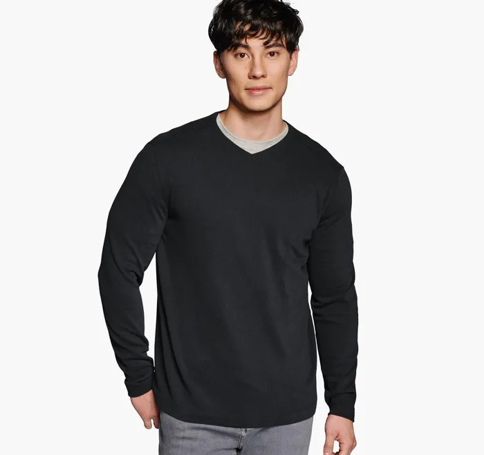 Men Knit VNeck Black JohnstonandMurphy Sweaters and Knits