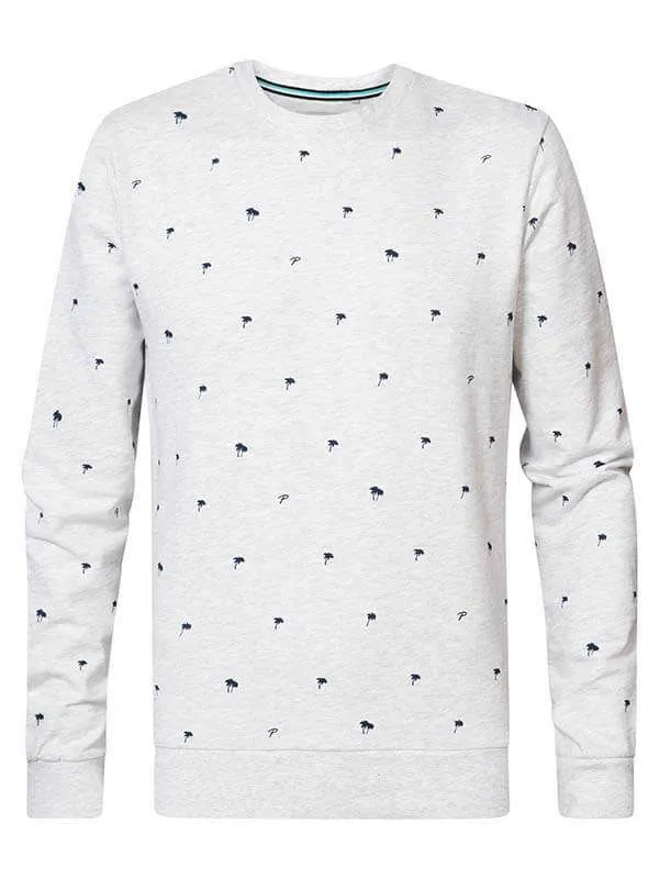 Men Knits and Sweats Petrol Industries Sweater With AllOver Print Silver Grey Melee