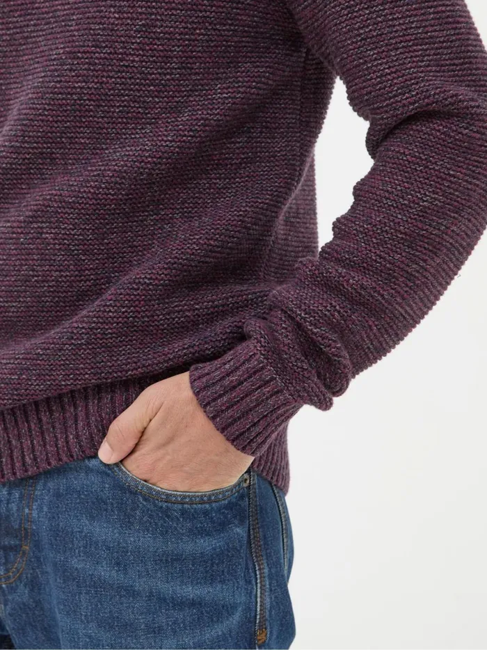 Men Knitwear Fat Face Hove Burgundy Red Crew Neck Jumper