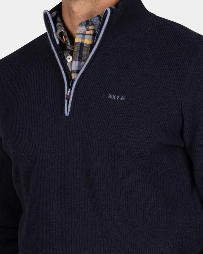 Men Knitwear NZA New Zealand Auckland Dark Blue Chenille HalfZip Sweater 8211 Winter Navy Men Knitwear NZA New Zealand Auckland Dark Blue Chenille HalfZip Sweater 8211 Winter Navy