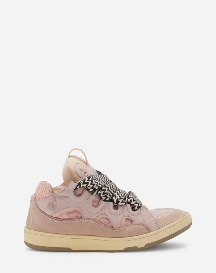 Men Lanvin Curb Leather Curb Sneakers Pale Pink