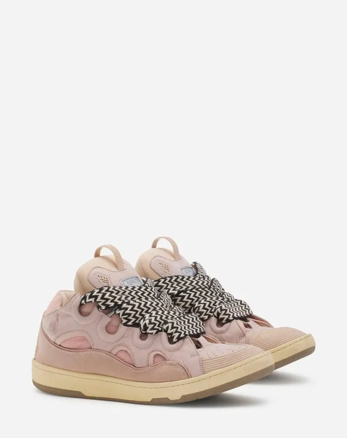 Men Lanvin Curb Leather Curb Sneakers Pale Pink Men Lanvin Curb Leather Curb Sneakers Pale Pink