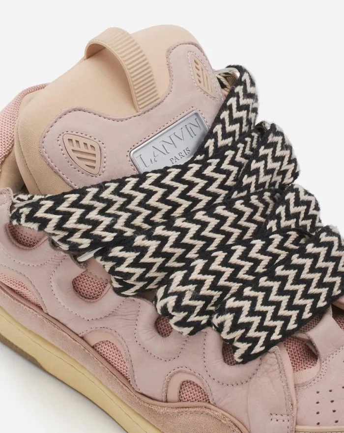 Men Lanvin Curb Leather Curb Sneakers Pale Pink Men Lanvin Curb Leather Curb Sneakers Pale Pink