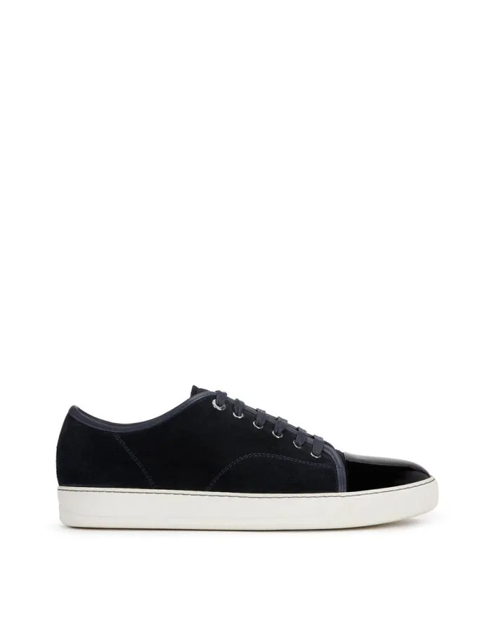 Men Lanvin DBB1 Dbb1 Suede And Patent Leather Sneakers Navy Blue