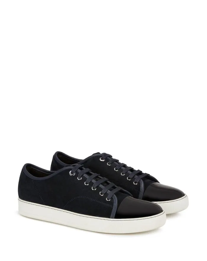Men Lanvin DBB1 Dbb1 Suede And Patent Leather Sneakers Navy Blue Men Lanvin DBB1 Dbb1 Suede And Patent Leather Sneakers Navy Blue