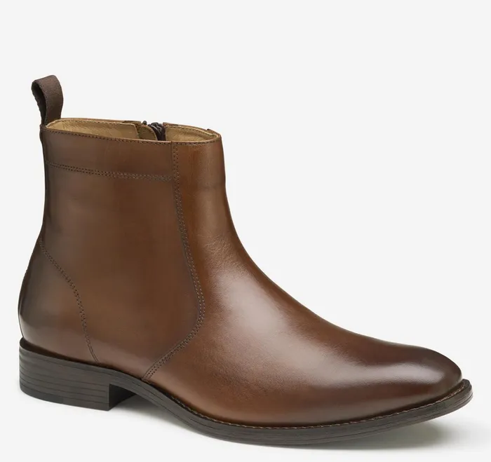 Men Lewis Zip Boot Tan Full Grain JohnstonandMurphy Boots