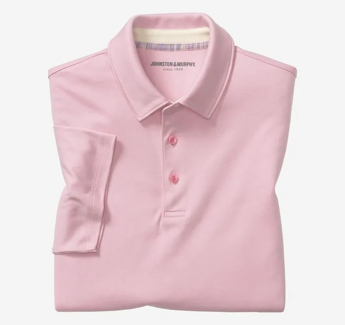 Men Liquid Cotton Polo Pink JohnstonandMurphy Polos and Tees