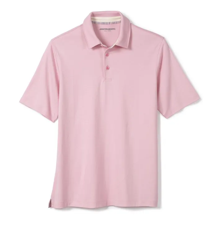 Men Liquid Cotton Polo Pink JohnstonandMurphy Polos and Tees Men Liquid Cotton Polo Pink JohnstonandMurphy Polos and Tees