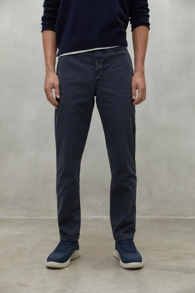 Men Navy Blue Aras Trousers Ecoalf Trousers