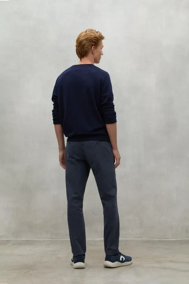 Men Navy Blue Aras Trousers Ecoalf Trousers