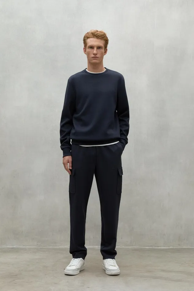 Men Navy Blue Limi Trousers Ecoalf Trousers