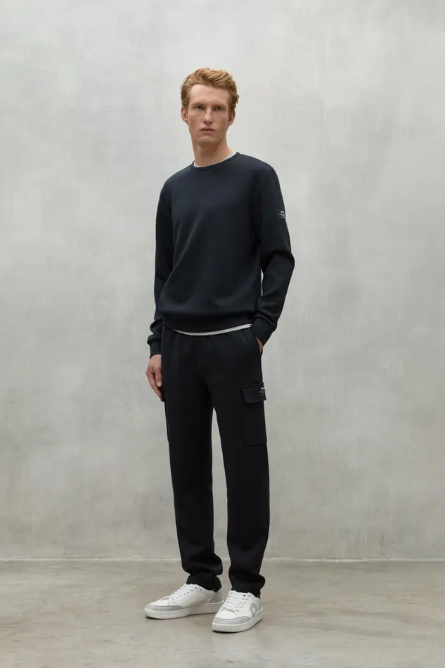 Men Navy Blue Limi Trousers Ecoalf Trousers