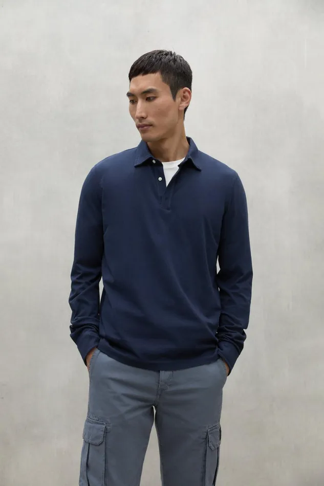 Men Navy Blue Matias Polo Shirt Ecoalf Polos