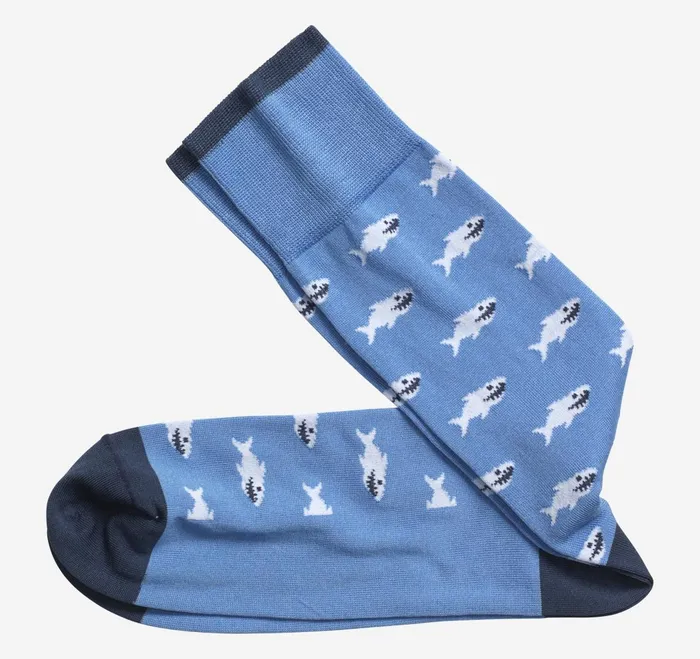 Men Novelty Socks Blue Shark JohnstonandMurphy Socks