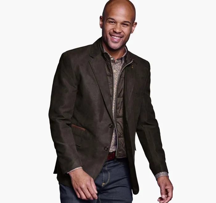 Men Plush Bib Blazer Olive JohnstonandMurphy Blazers