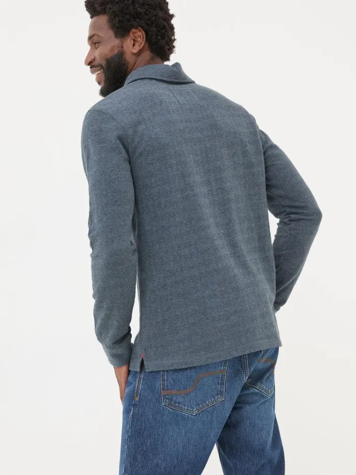 Men Polo Shirts Fat Face Navy Herringbone Long Sleeve Polo Shirt Men Polo Shirts Fat Face Navy Herringbone Long Sleeve Polo Shirt