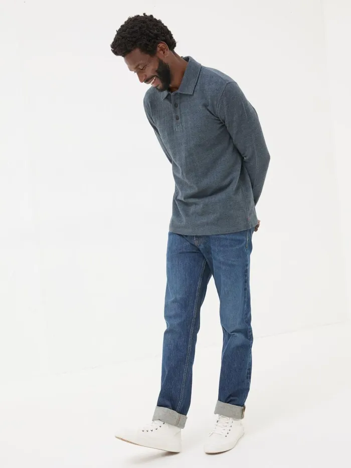 Men Polo Shirts Fat Face Navy Herringbone Long Sleeve Polo Shirt Men Polo Shirts Fat Face Navy Herringbone Long Sleeve Polo Shirt