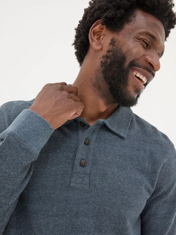 Men Polo Shirts Fat Face Navy Herringbone Long Sleeve Polo Shirt Men Polo Shirts Fat Face Navy Herringbone Long Sleeve Polo Shirt
