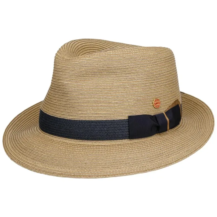 Men Pork Pie Hats Mayser Samuel Livorno Fedora Straw Hat Natural Blue