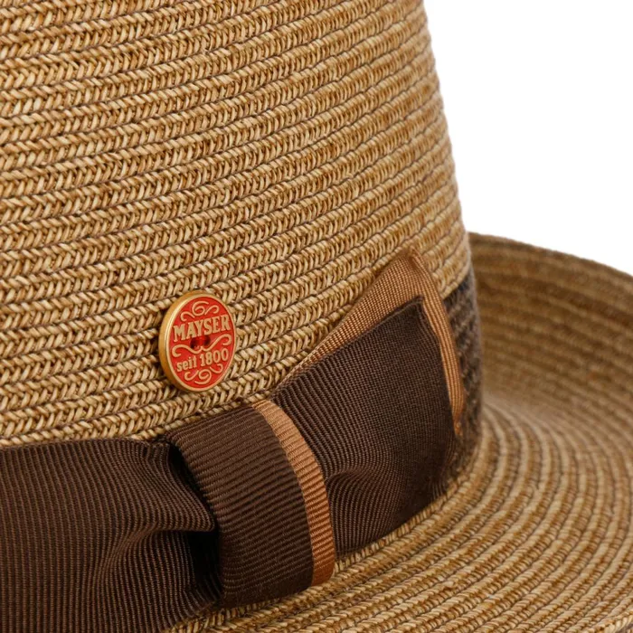 Men Pork Pie Hats Mayser Samuel Livorno Fedora Straw Hat Natural Blue Men Pork Pie Hats Mayser Samuel Livorno Fedora Straw Hat Natural Blue