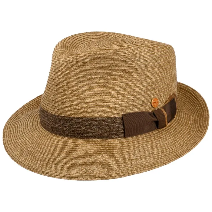 Men Pork Pie Hats Mayser Samuel Livorno Fedora Straw Hat Natural Blue Men Pork Pie Hats Mayser Samuel Livorno Fedora Straw Hat Natural Blue