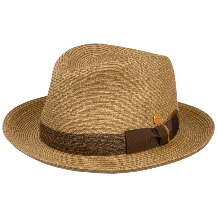 Men Pork Pie Hats Mayser Samuel Livorno Fedora Straw Hat Natural Blue Men Pork Pie Hats Mayser Samuel Livorno Fedora Straw Hat Natural Blue