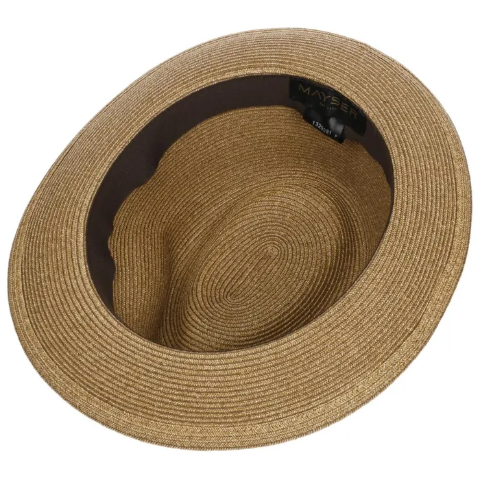 Men Pork Pie Hats Mayser Samuel Livorno Fedora Straw Hat Natural Blue Men Pork Pie Hats Mayser Samuel Livorno Fedora Straw Hat Natural Blue
