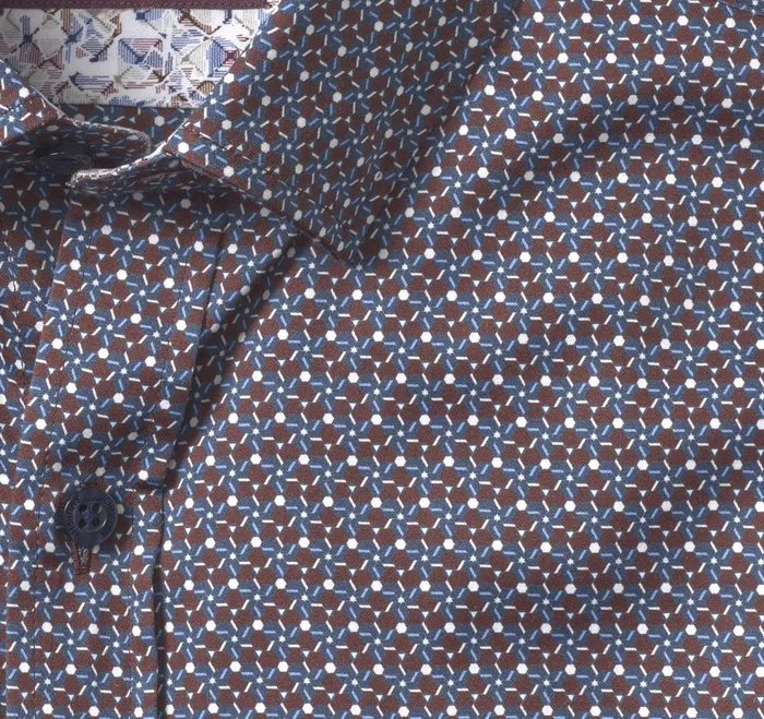 Men Printed Cotton Shirt Burgundy Hexagon Cluster JohnstonandMurphy Shirts Men Printed Cotton Shirt Burgundy Hexagon Cluster JohnstonandMurphy Shirts