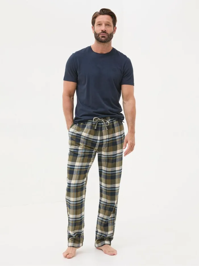 Men Pyjamas and Nightwear Fat Face Hambrook Green Check Pyjama Bottoms