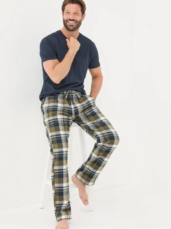 Men Pyjamas and Nightwear Fat Face Hambrook Green Check Pyjama Bottoms