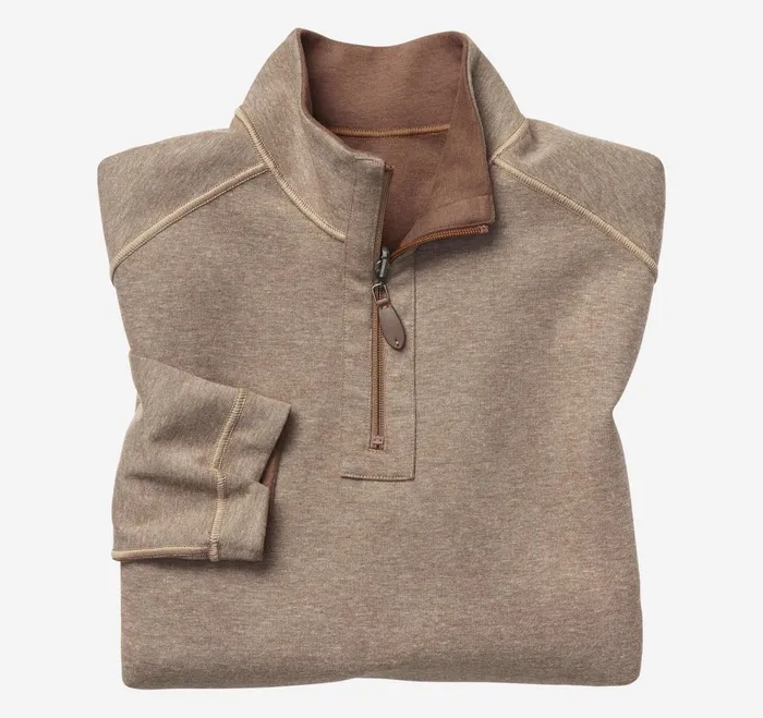 Men Reversible Solid QuarterZip Rustoatmeal JohnstonandMurphy Sweaters and Knits Men Reversible Solid QuarterZip Rustoatmeal JohnstonandMurphy Sweaters and Knits