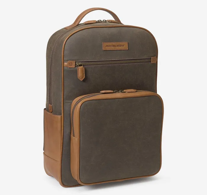 Men Rhodes Backpack Brown Antique Cottontan Full Grain JohnstonandMurphy Backpacks and Briefcases