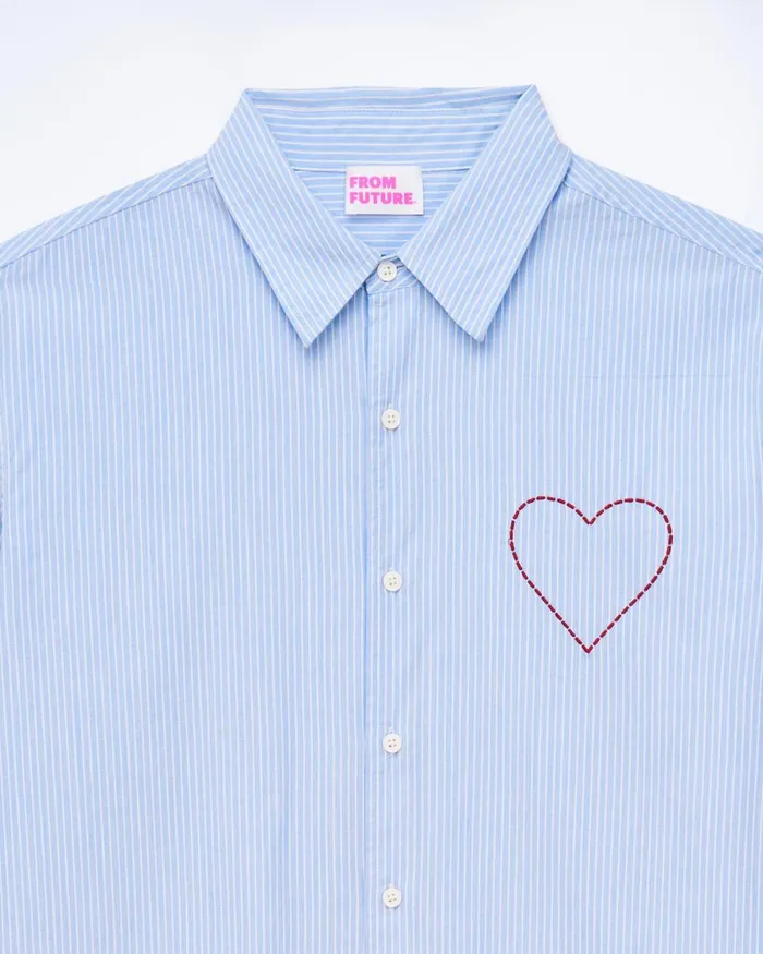 Men Shirts and TShirts From Future Long Sleeve Poplin Shirt Striped Blue
