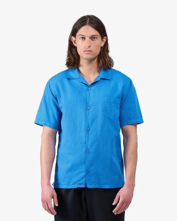 Men Shirts Colorful Standard Linen Short Sleeved Shirt Sandstone Orange
