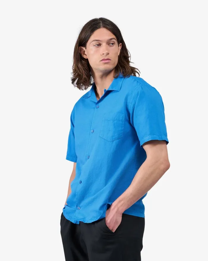 Men Shirts Colorful Standard Linen Short Sleeved Shirt Sandstone Orange