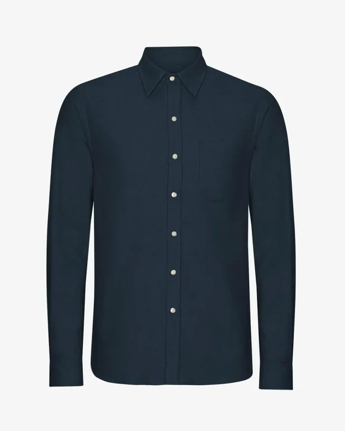 Men Shirts Colorful Standard Organic Flannel Shirt Navy Blue