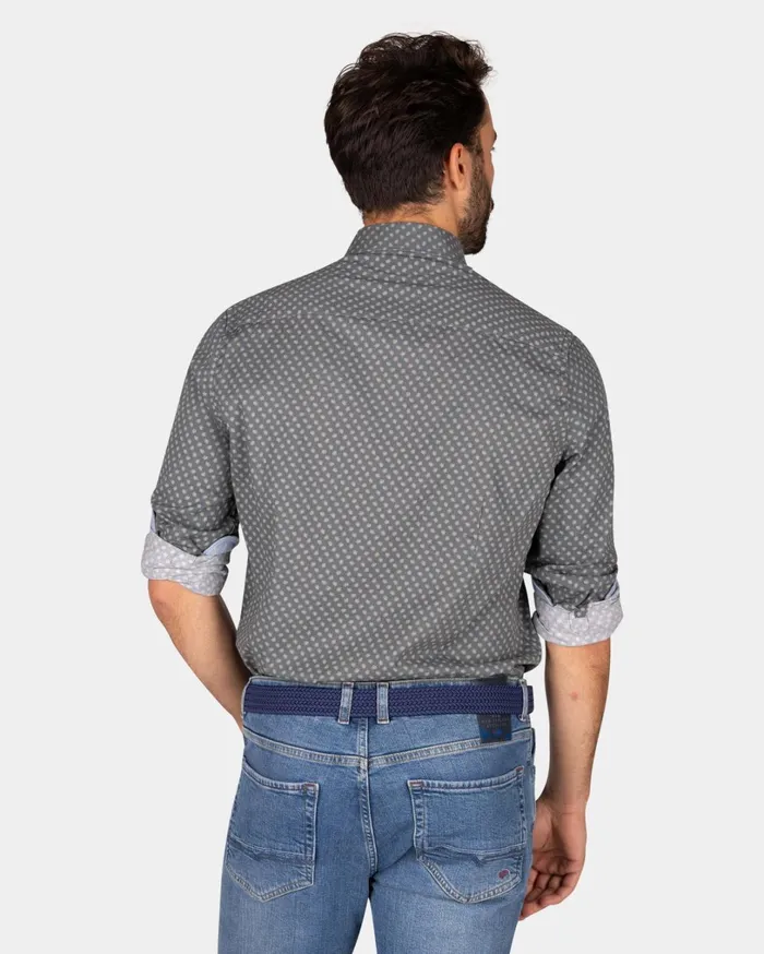 Men Shirts NZA New Zealand Auckland Dark Grey Shirt With White Dots 8211 Ash Grey Men Shirts NZA New Zealand Auckland Dark Grey Shirt With White Dots 8211 Ash Grey