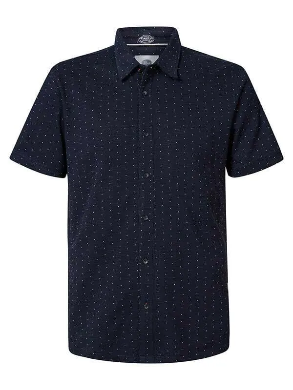 Men Shirts Petrol Industries MiniPrint ShortSleeved Shirt Midnight Navy