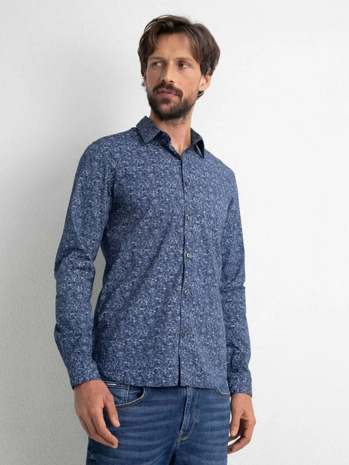 Men Shirts Petrol Industries Shirt With An AllOver Graphic Print Smokey Road