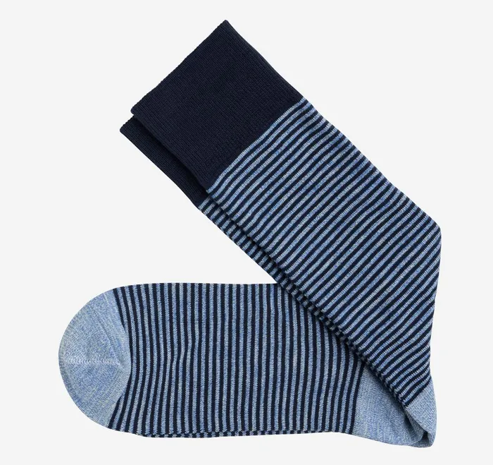 Men Striped Dress Socks Blue Heathered Micro Stripe JohnstonandMurphy Socks