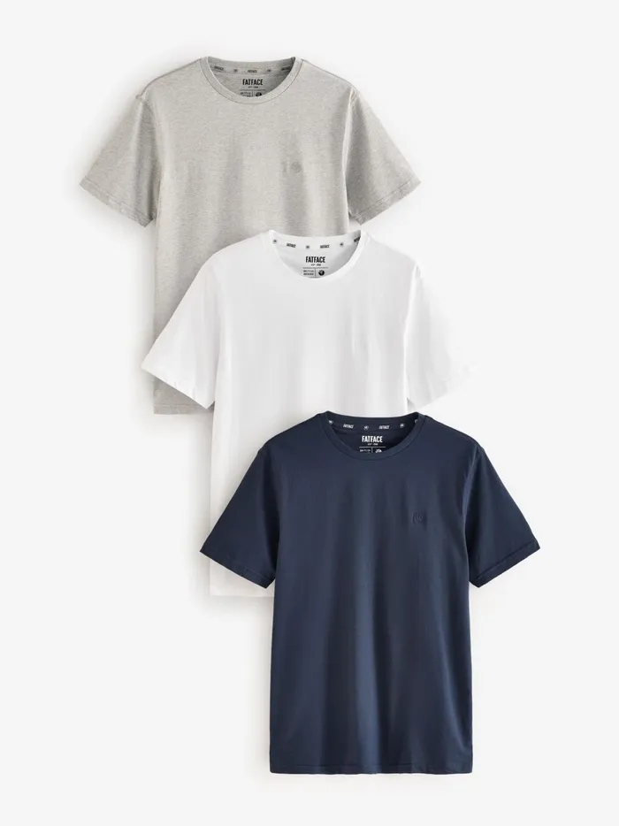 Men TShirts Fat Face Navy Short Sleeve 100 Cotton TShirts 3 Pack